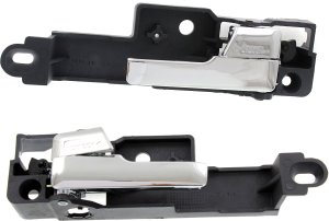 Front Interior Door Handle Pair/Set for 2006-2012 Ford Fusion, Right (Passenger) and Left (Driver), All Chrome, Plastic, Replacement