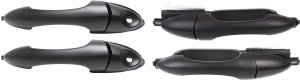 Front and Rear Door Handle Pair/Set for 2000-2007 Ford Focus, Pair/Set of 4, Right (Passenger) and Left (Driver) Side, Outside, Smooth Black Finish, Replacement
