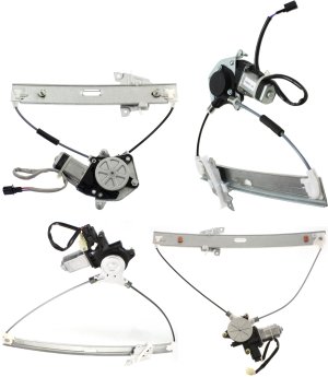 Front and Rear Window Regulator Power Pair/Set with Motor for Ford Escape 2001-2007, Mariner 2005-2007, Right (Passenger) and Left (Driver) Replacement