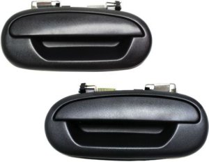 Rear Exterior Door Handle Pair/Set for 1997-2002 Ford Expedition, 2001-2003 F-150, F-250, Crew Cab - Right (Passenger) and Left (Driver), Textured Black, Outside - Replacement
