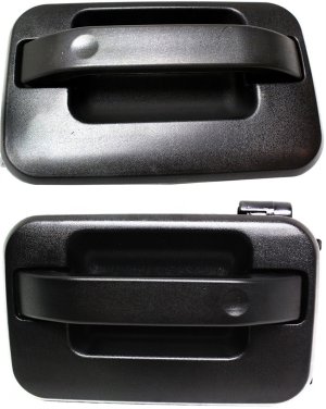 Rear Door Handle Pair/Set for Ford F-150 2004-2022, Lincoln Mark LT 2006-2008, Right (Passenger) and Left (Driver), Outside, Textured Black, SuperCrew, with Plastic Connector, Replacement