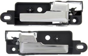 Rear Interior Door Handle Pair/Set for Ford Fusion 2006-2012, Right (Passenger) and Left (Driver), Plastic, Chrome, Replacement
