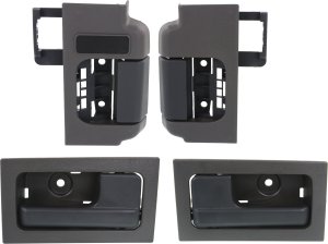 Front and Rear Interior Door Handle for 2009-2014 Ford F-150, Right (Passenger) and Left (Driver), Pair/Set of 4, Gray Bezel with Black Lever, Replacement