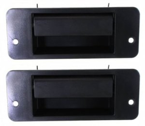 Rear Door Handle Pair/Set for Ford E-150 Econoline (1992-2002), E-450 Super Duty (2003-2014), Right (Passenger) and Left (Driver), Textured Black, Without Key Hole, Replacement