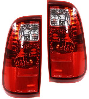 Tail Light Lens and Housing Pair/Set for Ford F-Series Super Duty 2008-2016, Right (Passenger) and Left (Driver), Replacement Models: for F-250, F-350, F-450, F-550.