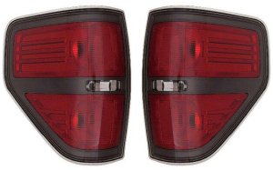 Tail Light Pair/Set for Ford F-150 2009-2014 Styleside, Right (Passenger) and Left (Driver), Lens and Housing, Gray Trim Replacement