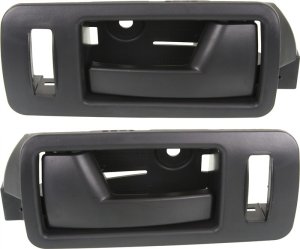 Front Interior Door Handle Pair/Set for 2005-2014 Ford Mustang, Right (Passenger) and Left (Driver), Black Lever with Black Plastic Housing, Replacement