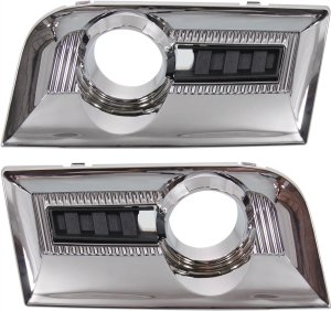 Pair/Set - Front Fog Light Molding for 2010-2015 GMC Terrain, Right (Passenger) and Left (Driver), Chrome Replacement Set