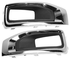Front Fog Light Molding Pair/Set for 2015-2020 GMC Yukon/Yukon XL, Right (Passenger) and Left (Driver) Side, Primed (Ready to Paint) with Chrome Bezel, Replacement