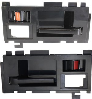 Interior Front Door Handle Pair/Set for 1991-1994 Chevrolet S10 Blazer/Sonoma, Right (Passenger) and Left (Driver) with Black Lever, Replacement