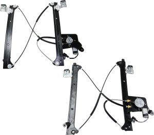 Rear Window Regulator Pair/Set for 2000-2006 Cadillac Suburban, 2001-2007 Silverado/Sierra, Right (Passenger) and Left (Driver), Power with Motor, Crew Cab, Fits 2007 Classic - Replacement