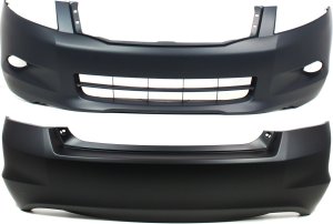 Front and Rear Bumper Cover Set for 2008-2010 Honda Accord, Primed (Ready to Paint), Suitable for 6-Cylinder Sedan, Replacement
