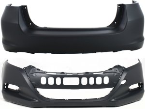 Front and Rear Bumper Cover for Honda Insight 2010-2011, Primed (Ready to Paint) Car Bumper Replacement Set