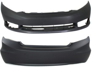 Front and Rear Bumper Cover Set for Honda Civic Sedan 2012-2012, Primed (Ready to Paint), Compatible with EX, EX-L, Si Models Replacement