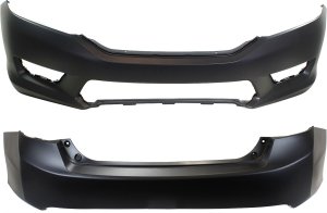 Front and Rear Bumper Cover Set for 2013-2015 Honda Accord Sedan, Primed (Ready to Paint), Replacement