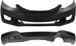 Front and Rear Bumper Cover Set for 2013-2015 Honda Civic Sedan, Lower, Primed (Ready to Paint), 2.4L Eng, Replacement