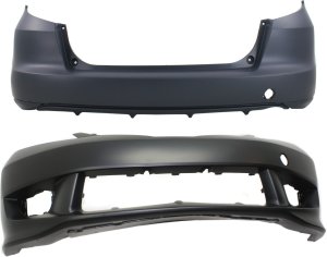 Front and Rear Bumper Cover Set for 2009-2011 Honda Fit Sport Model, Primed (Ready to Paint), Replacement