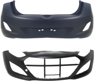 Front and Rear Bumper Cover Set for Hyundai Elantra GT 2013-2017, Primed (Ready to Paint), Replacement
