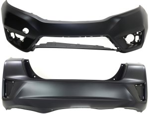 Front and Rear Bumper Cover Set for 2015-2017 Honda Fit, Primed (Ready to Paint), Built in Mexico, Replacement