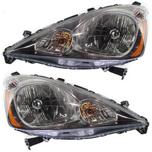 Headlight Assembly Pair/Set for FIT 2009-2011, Includes Right (Passenger) and Left (Driver) Halogen Lights, Replacement