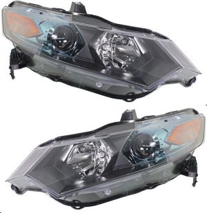 Headlight Assembly for 2010-2011 Honda Insight, Right (Passenger) and Left (Driver), Halogen, Replacement Pair/Set