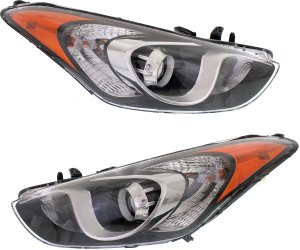 Headlight Assembly for Hyundai Elantra GT 2013-2017, Right (Passenger) and Left (Driver), Halogen, Replacement Pair/Set