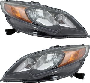 Headlight Assembly Pair/Set for 2014-2015 Honda Civic Coupe, Includes Right (Passenger) and Left (Driver) Halogen Headlights, Replacement