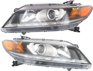 Headlight Assembly Pair/Set for Honda Accord Coupe 2013-2015, Halogen, 6 Cylinder, Right (Passenger) and Left (Driver) Replacement