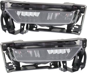 Front Fog Light Assembly for Honda Accord 2013-2015, Right (Passenger) and Left (Driver), w/ Black Bezel Border, Sedan, Excludes Hybrid Model, Replacement Set