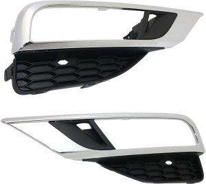 Front Fog Light Molding for Honda CR-V 2015-2016, Right (Passenger) and Left (Driver), Chrome, with Fog Light Holes, Replacement Pair/Set