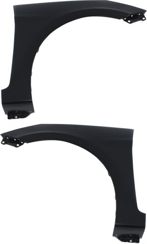 Front Fender Pair/Set for Hyundai Accent 2012-2017, Primed (Ready to Paint), Right (Passenger) and Left (Driver), Compatible with Hatchback/Sedan from 4-1-11, without Side Light Hole, Replacement
