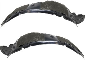 Front Fender Liner Pair/Set for Hyundai Santa Fe 2013-2016, Right (Passenger) and Left (Driver), Plastic, Vacuum Form, Replacement