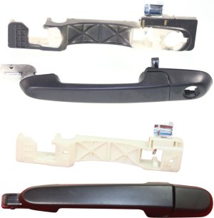 Front and Rear Exterior Door Handle Set for Hyundai Accent 2006-2011, Left (Driver) Side, Textured Black, Set of 2 Replacement