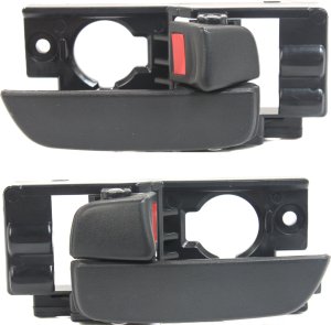 Front Interior Door Handle Pair/Set for Hyundai Accent 2006-2011, Right (Passenger) and Left (Driver), Black Replacement