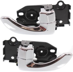 Front Interior Door Handle Pair/Set for Hyundai Santa Fe 2001-2006, Right (Passenger) and Left (Driver), Chrome Lever Replacement