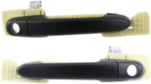 Front Exterior Door Handle Pair/Set for 2006-2011 Hyundai Accent, Right (Passenger) and Left (Driver), Primed (Ready to Paint), with Emergency Release, Replacement