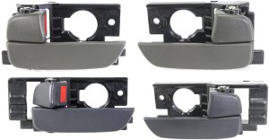 Front and Rear Door Handle Pair/Set for 2006-2011 Hyundai Accent, Right (Passenger) and Left (Driver), Inside, Gray (Brown), Sedan - Replacement
