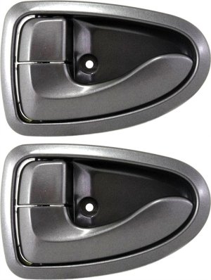 Front and Rear Interior Door Handle Set for Hyundai Accent 2000-2006, Left (Driver), Gray, Set of 2, Replacement