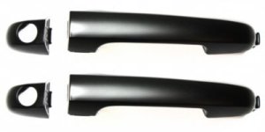 Front Exterior Door Handle Pair/Set for 2006-2012 Hyundai Elantra, Right (Passenger)=Left (Driver), Primed (Ready to Paint), with Keyhole (Handle+Cover), Replacement