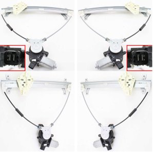 Front Window Regulator Pair/Set for Honda Accord 2003-2007, Right (Passenger) and Left (Driver), Power, with Motor, Coupe, Replacement