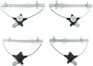 Power Window Regulator with Motor for Honda Ridgeline 2006-2014, Front and Rear, Right (Passenger) and Left (Driver), Pair/Set of 4, Replacement