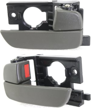 Rear Interior Door Handle Pair/Set for Hyundai Accent 2006-2011, Right (Passenger) and Left (Driver), Gray (Brown) Replacement