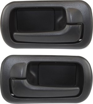 Rear Interior Door Handle Pair/Set for 2001-2005 Honda Civic Sedan, DX/EX/GX/LX/VP Models, Right (Passenger) and Left (Driver), Textured Black Replacement
