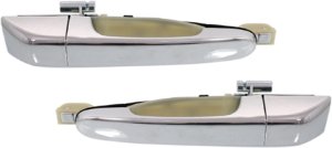 Rear Exterior Door Handle Pair/Set for 2006-2012 Kia Sedona, 2007-2008 Hyundai Entourage, Right (Passenger) and Left (Driver), All Chrome Replacement