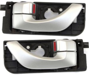 Rear Interior Door Handle Pair/Set for 2006-2007 Hyundai Sonata, Right (Passenger) and Left (Driver), Painted Silver Replacement