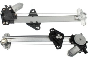 Power Rear Window Regulator Pair/Set for 2009-2014 Vehicles, Right (Passenger) and Left (Driver) Sides, with Motor, 2 Pins, Replacement