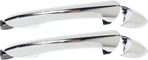 Rear Door Handle Pair/Set for Hyundai Sonata 2011-2015, Right (Passenger) and Left (Driver), Outside, All Chrome, Without Keyhole and Smart Key, Replacement