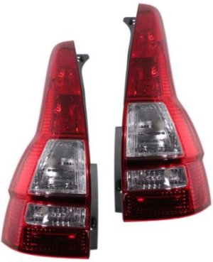 Tail Light Lens and Housing Pair/Set for 2007-2011 Honda CR-V, Right (Passenger) and Left (Driver) Replacement