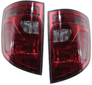 Tail Light Lens and Housing Pair/Set for 2009-2014 Honda Ridgeline, Right (Passenger) and Left (Driver) Side Replacement