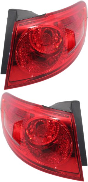 Tail Light Assembly for Hyundai Santa Fe 2007, Outer, Halogen, Right (Passenger) and Left (Driver), Replacement Pair/Set